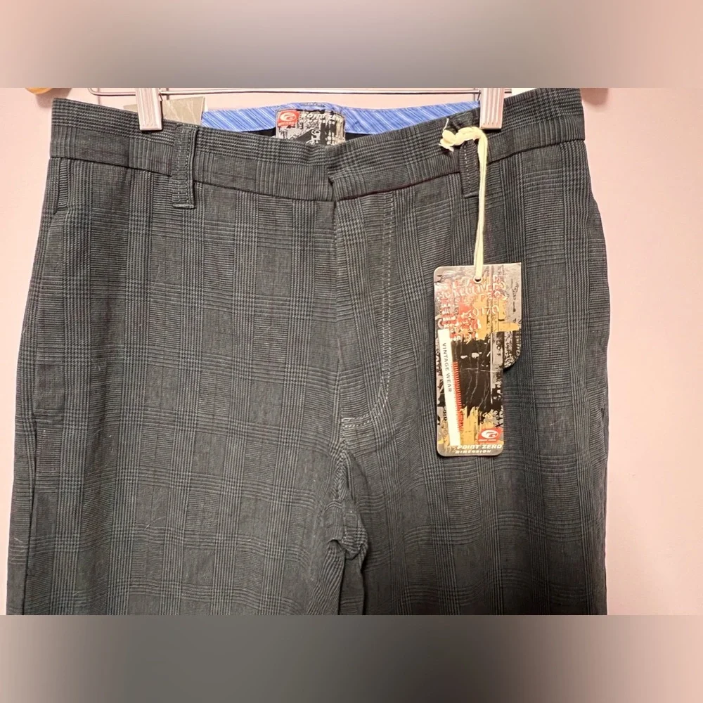 NWT Point Zero MEN’s Gray PLAID Pants 30 x 32